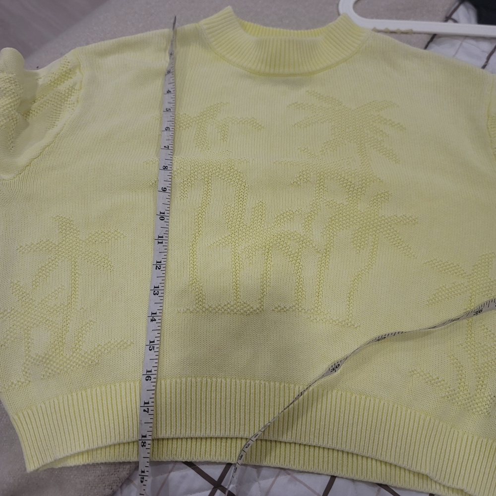 Scotch & Soda Textured Palm Tree Knit Dopamine Dressing Yellow Coastal Chic Xs - Picture 6 of 13